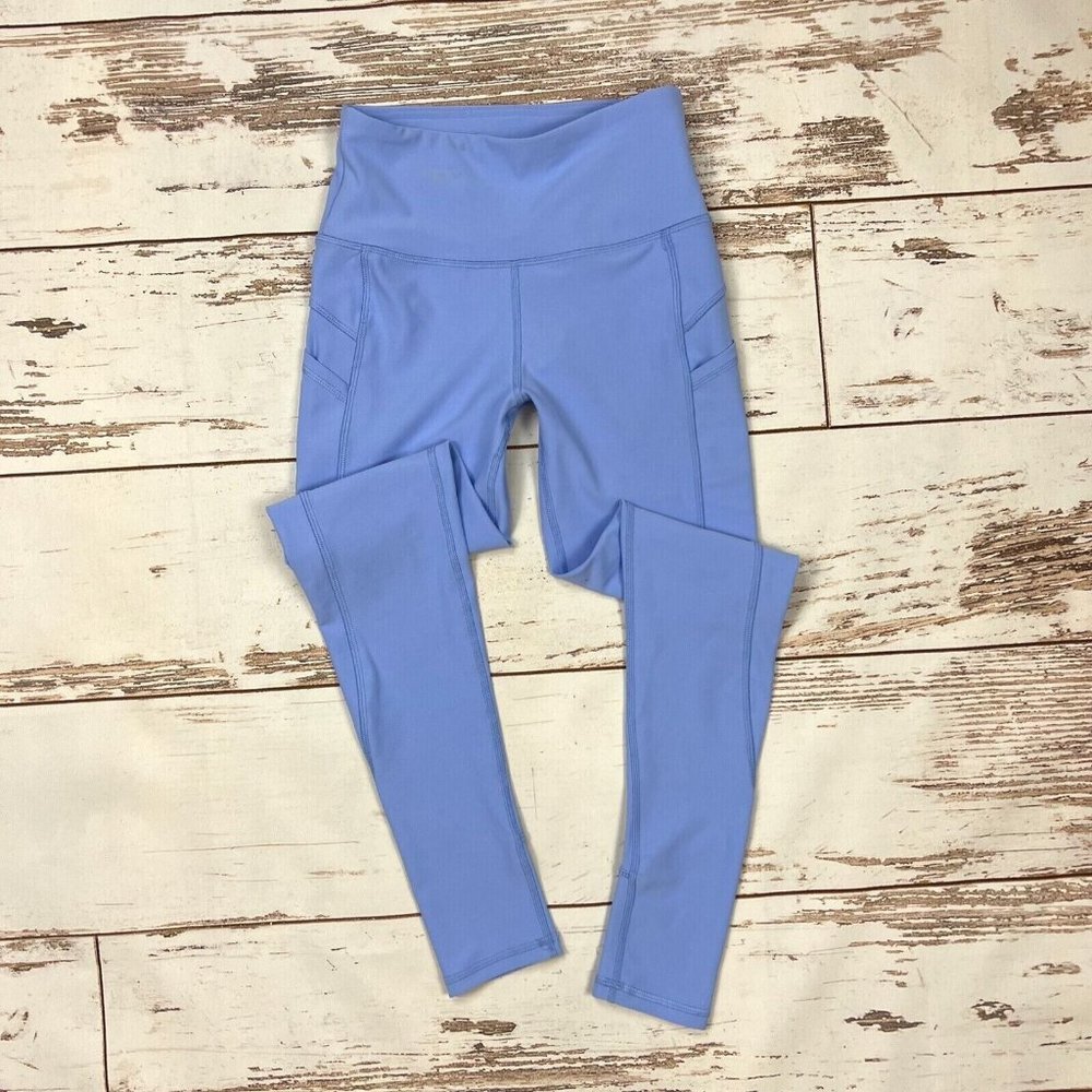 X by Gottex Leggings Size XS Becky Ankle Pockets Periwinkle Blue High Rise Waist - Picture 2 of 10